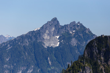 Bedal Peak as seen from Mount Forgotten Meadows during the summer hiking season.