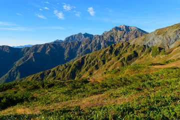 長野　北アルプス　五龍岳と鹿島槍ヶ岳　秋
