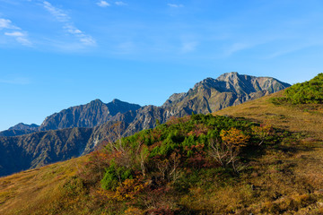 長野　北アルプス　五龍岳と鹿島槍ヶ岳　秋