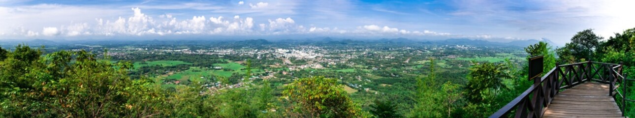 Fototapeta na wymiar Loie city province on top view from Pru Bo Bid Mountain view point. Loei province have top tourist attraction land mark in thailand.