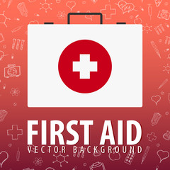 Obraz premium First Aid. Medical background. Health care. Vector medicine illustration.