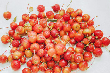 Red apples are washed with water. Fresh an Healthy foods concept.