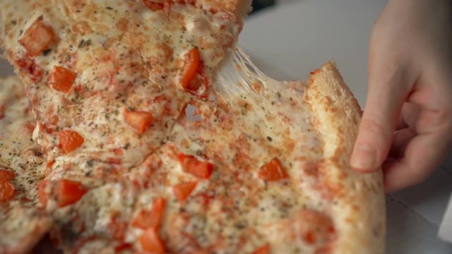 Freshly prepared traditional vegetarian pizza with cheese and tomato