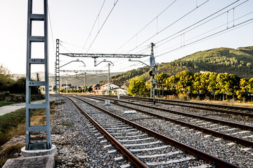 Fototapeta premium Railway in the evening