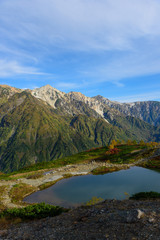 長野　北アルプス　白馬三山と八方池　秋