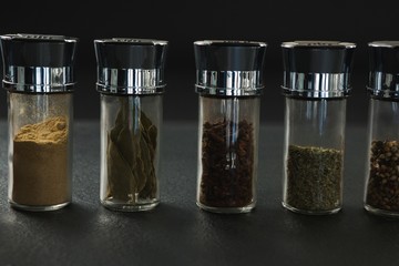 Bottles of various spices