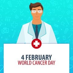 Medical holiday. 4 February. World Cancer Day. Vector medicine illustration.