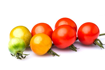 close up of immature tomato panicle isolated on white background