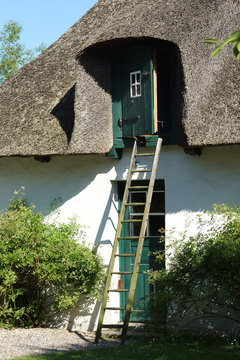 Reetdachhaus im Dorf Siggeneben , Ostholstein, Schleswig-Holstein