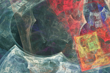 Abstract fractal background. Abstract painting in pastel colors viewed like a cave images. Textured image in rose, blue, cyan, red colors. For your creative design.