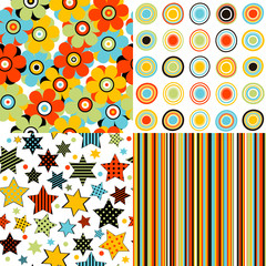 Set patterns for kids with stars, stripes, flowers and round shapes