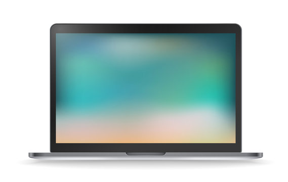 Modern laptop vector mockup with blured background. Template for a contect