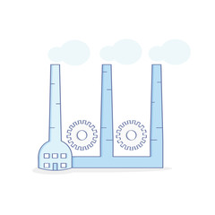 Factory, Plant, Production and Development, Technology, Recycling or Industry concept. Flat outline vector illustration for web design. Premium quality concept.