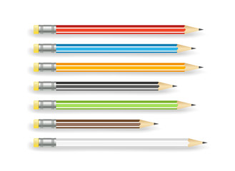 Different color pencils vector collection isolated on white