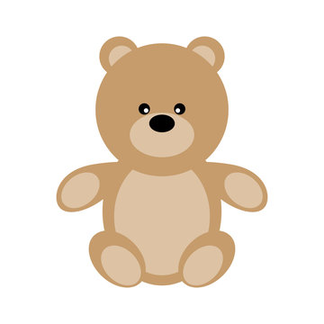 Vector Valentine's Day Teddy Bear. Toy plush bear cute for babies and children. Happy small bear cartoonish.