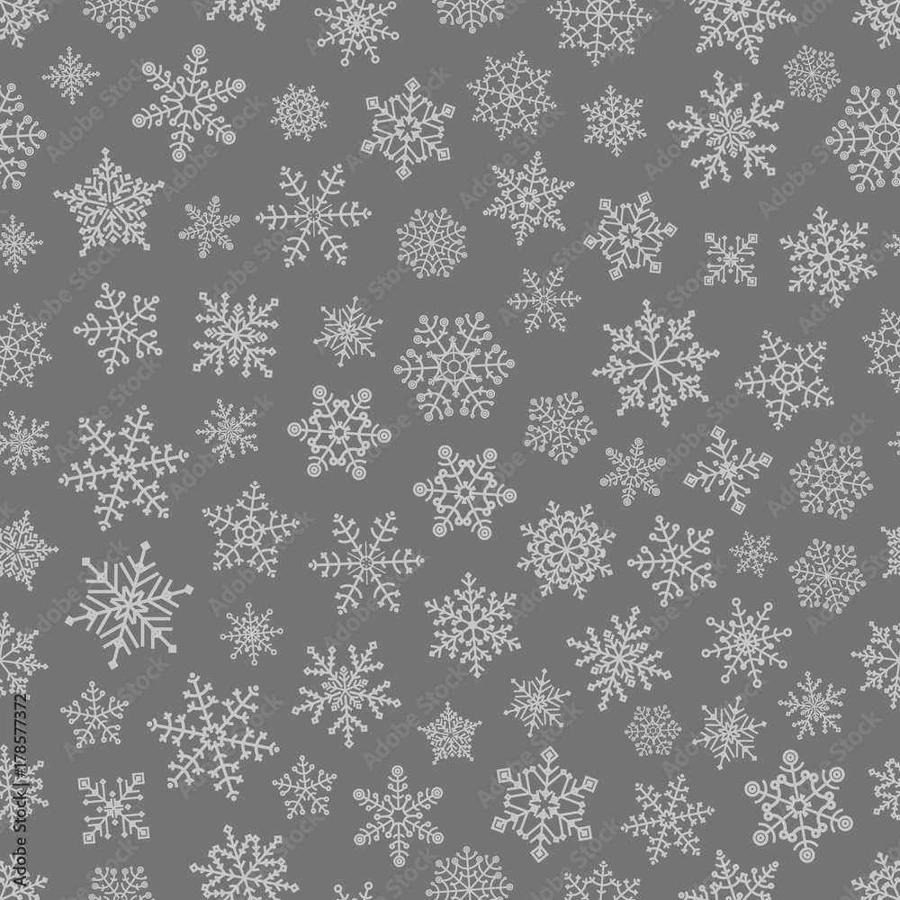 Poster Different snowflake elements seamless pattern