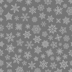 Different snowflake elements seamless pattern