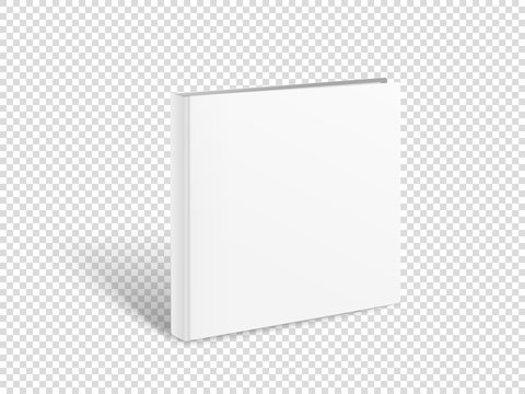 Blank square book vector mockup. Paper book isolated on transparent