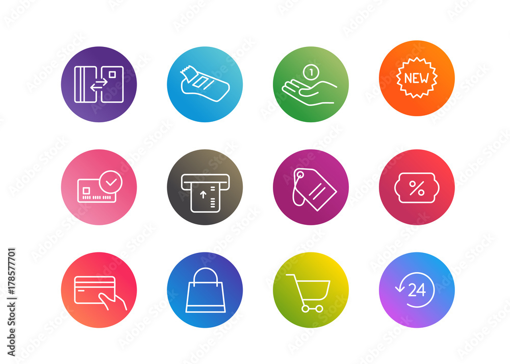 Leinwandbilder trendy app linear icons vector set on gradient backgrounds