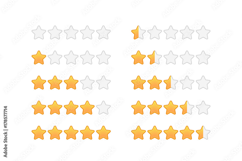 Poster different star icons vector set