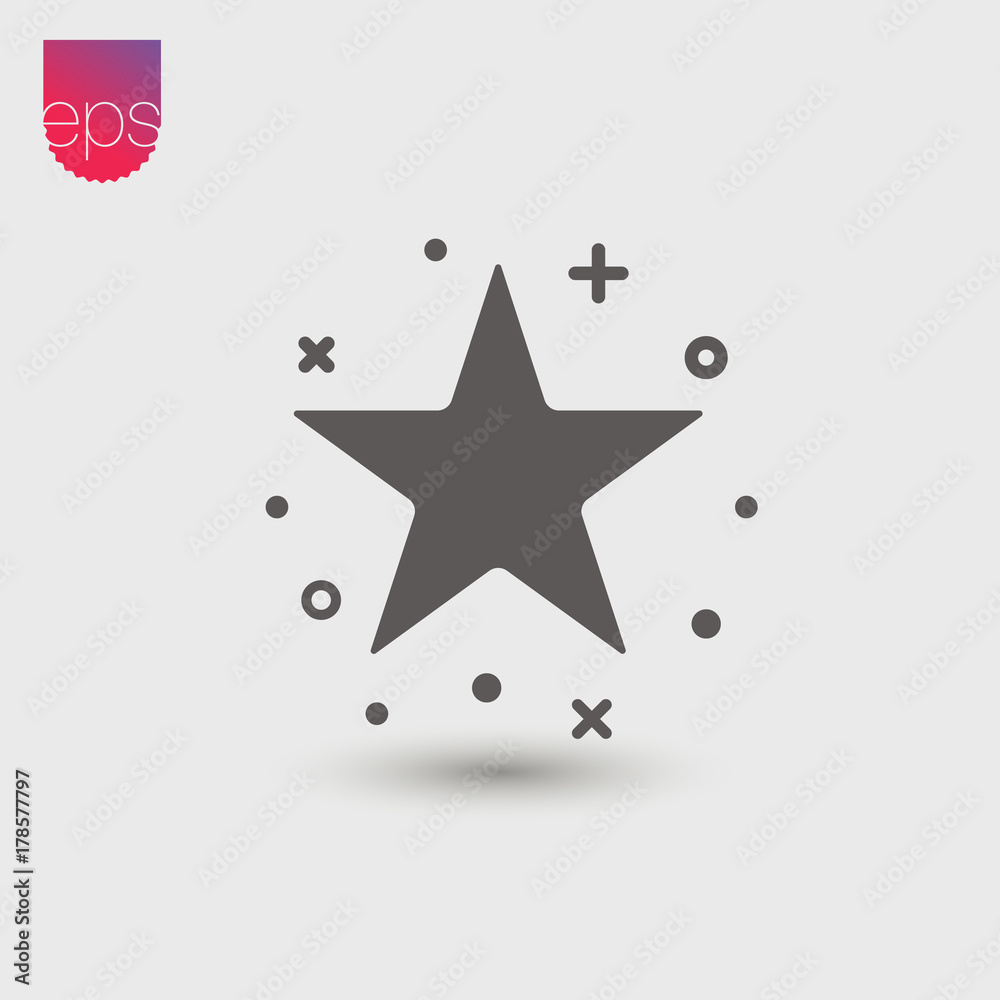 Poster Star simple Vector Icon. Vector emblem isolated on grey background. Vector pictogram