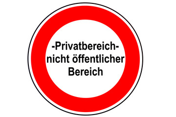 Privatbereich Hinweisschild