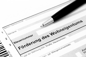 F&ouml;rderung des Wohneigentums Steuerformular