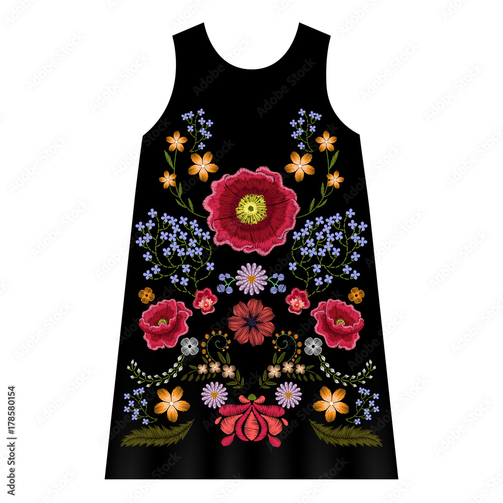 Canvas Prints Poppy embroidery dress 