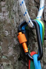 Carabiner climbing close-up.