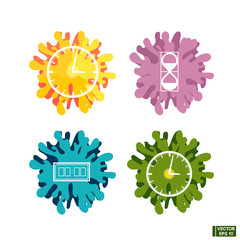 Set of icons with clock