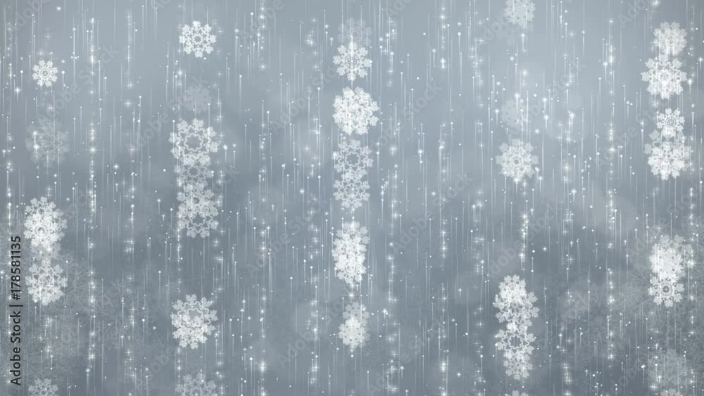 Wall mural gray snowflakes background. the circles are slowly flying. computer generated seamless loop abstract