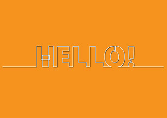 Obraz premium one line drawing of phrase - hello