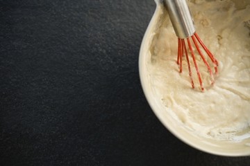 Overhead view of batter in bowl