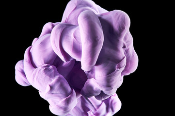 ink in the water. A splash of purple  paint. Abstract background color mixing