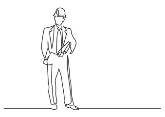 continuous line drawing of - construction engineer