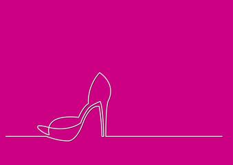 one line drawing of isolated vector object - high heel shoe