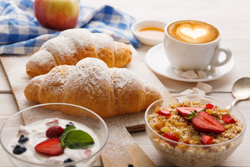 Traditional french breakfast menu closeup