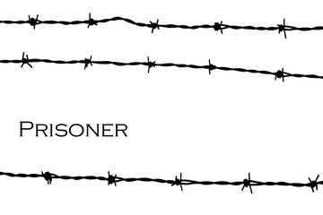 barbed wire black and white prisoner - 178584984