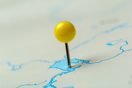 Travel destination points on a map