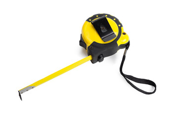 Tape measure on white background