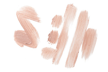 smeared foundation natural make up on white background