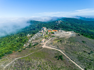 Aerial View High Fog Near Santuario da Peninha