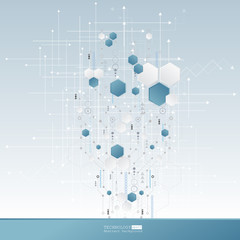 Abstract background with various technological elements. Vertical structure pattern technology backdrop. Vector