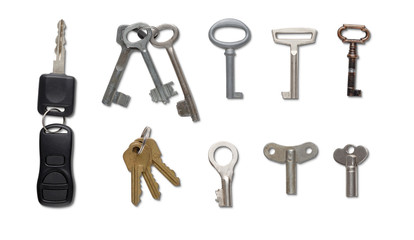 Set of keys isolated at white background