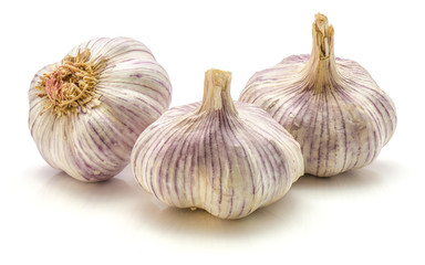 Garlic isolated on white background three bulbs