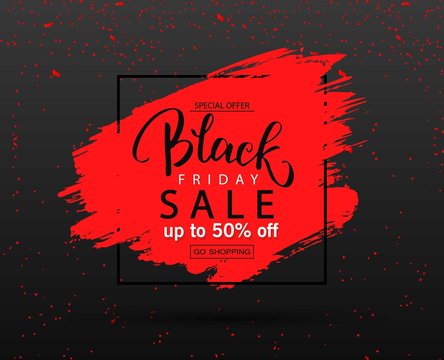 Black friday sale background with brush stroke and serpentine.Vector banner.
