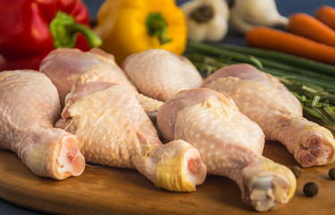 Raw uncooked chicken legs