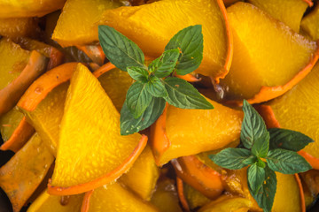 Baked pumpkin slices with cinnamon and honey