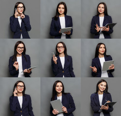 Collage of business woman emotions