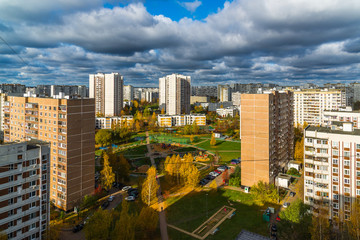 Obraz premium Top view of the fall in Zelenograd district 15, Russia